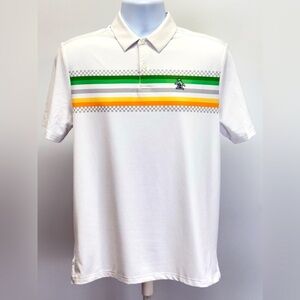 Original Penguin White and Green Polo Shirt with Textured Fabric